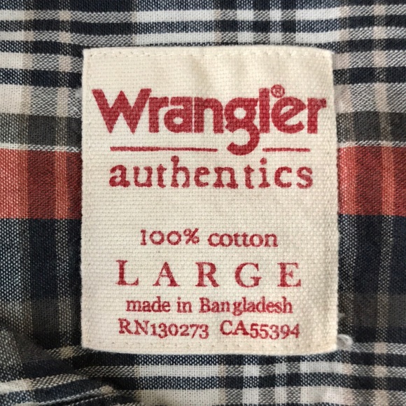 Wrangler Authentics 100% Cotton Long Sleeve Button Up Shirt Mens L - Picture 5 of 9